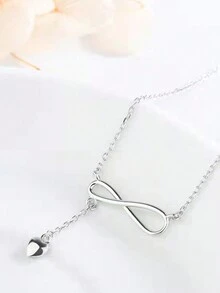 1pc Delicate 925 Sterling Silver Japanese Style Small Heart Pendant Necklace, Collarbone Chain, Uncommon Design, Perfect For Women's Daily Wear - YW1413 - View 5