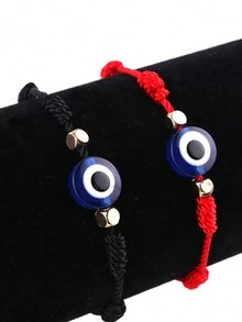 2入組精美時尚幸運編結結緞惡眼手鏈,情侶禮物情人節禮物 - 彩色 - 查看 7