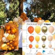 118入組派對橘色和黃色氣球花圈拱門套裝,橙色/黃色/杏色/金色氣球,用於陽光派對、性別揭示、生日派對裝飾,不同尺寸的橙色和黃色氣球花圈拱門套裝 - 橘色 - 查看 7