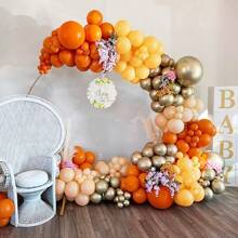 118入組派對橘色和黃色氣球花圈拱門套裝,橙色/黃色/杏色/金色氣球,用於陽光派對、性別揭示、生日派對裝飾,不同尺寸的橙色和黃色氣球花圈拱門套裝 - 橘色 - 查看 5