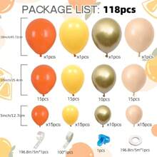 118入組派對橘色和黃色氣球花圈拱門套裝,橙色/黃色/杏色/金色氣球,用於陽光派對、性別揭示、生日派對裝飾,不同尺寸的橙色和黃色氣球花圈拱門套裝 - 橘色 - 查看 2