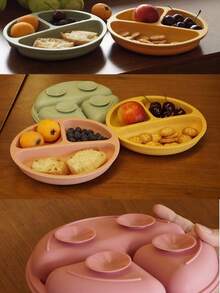 1pc Silicone Baby Round Plate With 4 Super Strong Suction Cups - Hot Pink - View 5