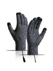 5V In-Line Heating Gloves, USB Heating Gloves, Knitted Electric Heating Gloves - Black - View 2