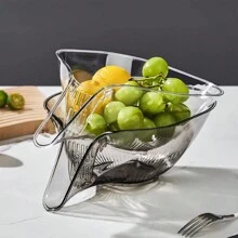 Multi-Functional Drain Basket Kitchen Sink Drain Strainer Basket Drain Rack Basket With Spout For Vegetables Fruits Drainage Basket - Transparent Gray - View 1