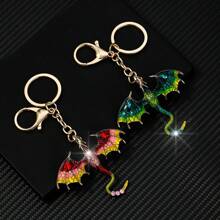 1pc Fashionable Dragon Ombre Polyresin Coated Rhinestone Glass Keychain For Men And Women - Ancient Golden Color - View 10