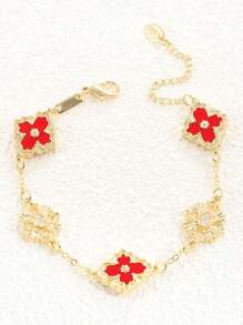 1只雙面雕花時尚鏈條派對手鍊女款 - 鏤空雕花紅色 - 查看 9