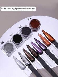 annies 1g/Pc Coffee Color Magic Mirror Powder For Nail Art, With Shiny Bronze, Deep Purple, Silver & Mirror Effect - Purple - View 6