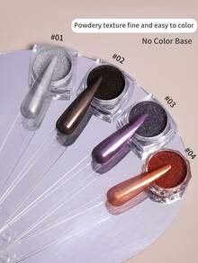 annies 1g/Pc Coffee Color Magic Mirror Powder For Nail Art, With Shiny Bronze, Deep Purple, Silver & Mirror Effect - Purple - View 5