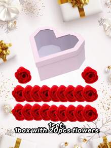 Diy 肥皂花玫瑰粉色心形禮盒,用於包裝鮮花、新娘中心裝飾、新娘淋浴派對家居房間裝飾 - 紅色盒裝 - 查看 3