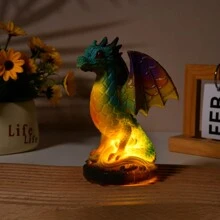 1 件動物彩色玻璃燈,樹脂工藝家居節日派對裝飾檯燈 - 彩色 - 查看 2