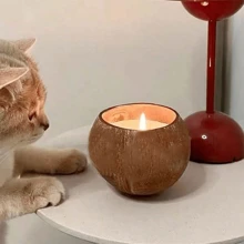 Vela en forma de cáscara de coco con aroma elegante y suave a leche de coco, que aporta una sensación de bosque, decoración de cáscara de coco' - Blanco - Ver 10