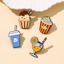 1pc Universal Clothing Accessory Mini Western Food Themed Badge, Cute Chicken Leg, Burger, Pizza, Popcorn, Ice Cream Collar Brooch - Cola - View 4