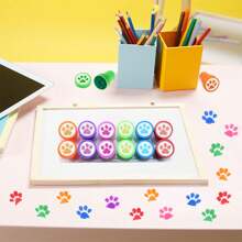 12/24 Pcs Dog Paw Print Stamp Self Inking Stamps Teacher Mini Stamps Colorful Stamp Party Favors Assorted Stamp Set For Classroom Party Educational Learning Activities - Multicolor - View 6