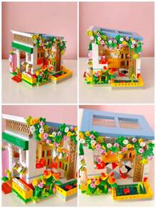 Moc迷你奈米積木益智玩具桌面擺件diy手工安妮工作室向日葵屋迷你街道積木套裝美學潮流積木 - 午後時光618pcs - 查看 1