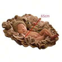 Newborn Photography Props Blanket Knitted Posing Mat Background Photography Accessories Bear And Rabbit Set Baby Photo Baby Shower Family Decorations Gifts Baby Shower Easter Gifts Things For Girls/Boys