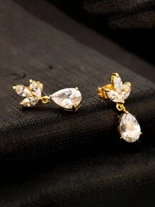 2件套叶子水滴耳环，镀银吊坠耳环，适合女性，可作为新娘、婚礼、派对、周年纪念、生日珠宝礼物，休闲百搭，也适合万圣节佩戴。