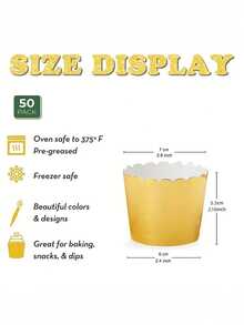 10入組厚金箔防沾杯形蛋糕紙杯,矽膠迷你蛋糕和松餅模具,一次性布丁甜點杯,完美的婚禮生日派對廚房烘焙工具 - 彩色 - 查看 6