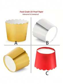 10入組厚金箔防沾杯形蛋糕紙杯,矽膠迷你蛋糕和松餅模具,一次性布丁甜點杯,完美的婚禮生日派對廚房烘焙工具 - 彩色 - 查看 3