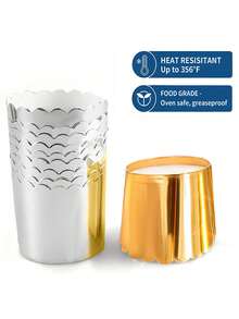 10入組厚金箔防沾杯形蛋糕紙杯,矽膠迷你蛋糕和松餅模具,一次性布丁甜點杯,完美的婚禮生日派對廚房烘焙工具 - 彩色 - 查看 7