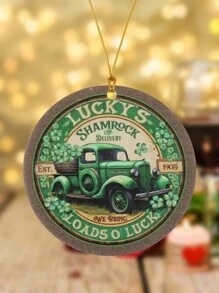 1 件復古聖派翠克節幸運綠色三葉草亞克力圓形吊墜適用於牆壁、窗戶、紀念、禮品、裝飾 - 彩色 - 查看 3