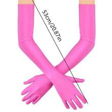 1 双女士 1980 年代单身派对复古晚礼服长手套，非常适合化妆、舞会、婚礼、赛马活动、圣诞节、威尼斯狂欢节、夜总会、性感复古 20 年代配饰套装，适合主题派对 - 玫紅色 - 查看 4