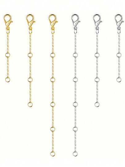 3pcs Gold Stainless Steel Extension Chain, Ideal For Jewelry Making Such As Bracelets And Anklets
