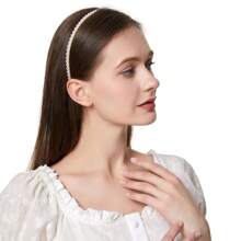 1pc Pearl & Rhinestone Decor Simple Gold-Tone Hair Hoop, All Match Hair Clip For Women's Korean Princess Style Hair Accessory - Multicolor - View 6