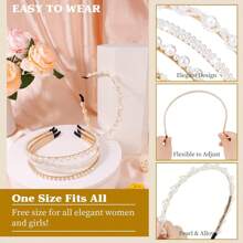 1pc Pearl & Rhinestone Decor Simple Gold-Tone Hair Hoop, All Match Hair Clip For Women's Korean Princess Style Hair Accessory - Multicolor - View 5