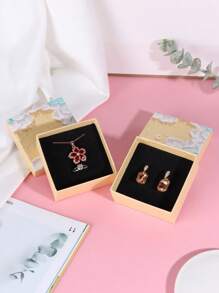 1個黃色復古創意情人節地球和天空蓋首飾盒,適用於項鍊,戒指,耳環 - 黃色 - 查看 1