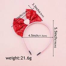1pc Fashionable & Lovely Princess Style Korean Headband With Sequins, 3d Bowknot, Hearts & Flowers Design For Women'S Photography, Valentine'S Day & Other Festivals, Stage Performance - Red - View 4