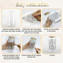 1 件可愛心形設計 Uv Dtf 杯套適用於 16 盎司玻璃杯,uv Dtf 杯套,玻璃杯杯套,杯子套,杯子玻璃貼紙,杯子貼花杯防水貼紙 Uv 轉印貼紙 - 黑與白 - 查看 6