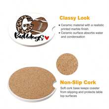 2入組汽車吸水杯墊,2.56英吋足球隊陶瓷汽車杯座墊,配有指尖握把和車用軟木底,可拆卸可愛的汽車配件,維護車輛清潔男性專屬 - 彩色 - 查看 8