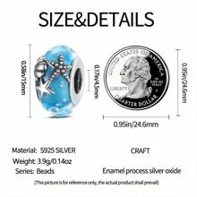 1pc Sterling Silver Ocean Vacation Style Starfish, Shell, And Fish Pattern Murano Bead, Suitable For Diy Bracelets And Necklaces, Gift Giving - Apricot - View 5
