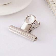 3pcs Stainless Steel Round Bulldog Clips With Strong Grip For Holding Note, Paper, File, Stationery Supplies For Students And Office Back To School,Back To School,School Supplies - Silver - View 3