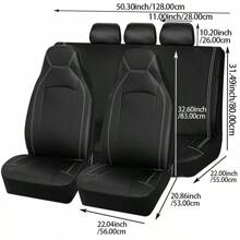 汽車座椅套裝7件 黑色PVC材質 兼容安全氣囊 通用型適用於貨車SUV座墊男士汽車配件新設計 - 黑色 - 查看 2