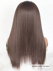 合成長直頭帶半假髮夾式補发毛茸茸自然假髮金色黑色啡色附帶髮帶 - 棕色 - 查看 6