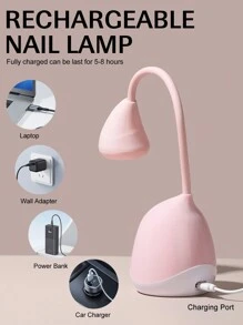 1pc YOKEFELLOW UV LED Rechargeable Wireless Nail Lamp With Touch Switch Function For Dryer Gel Polish Nail Salon Tools - Pink - View 4