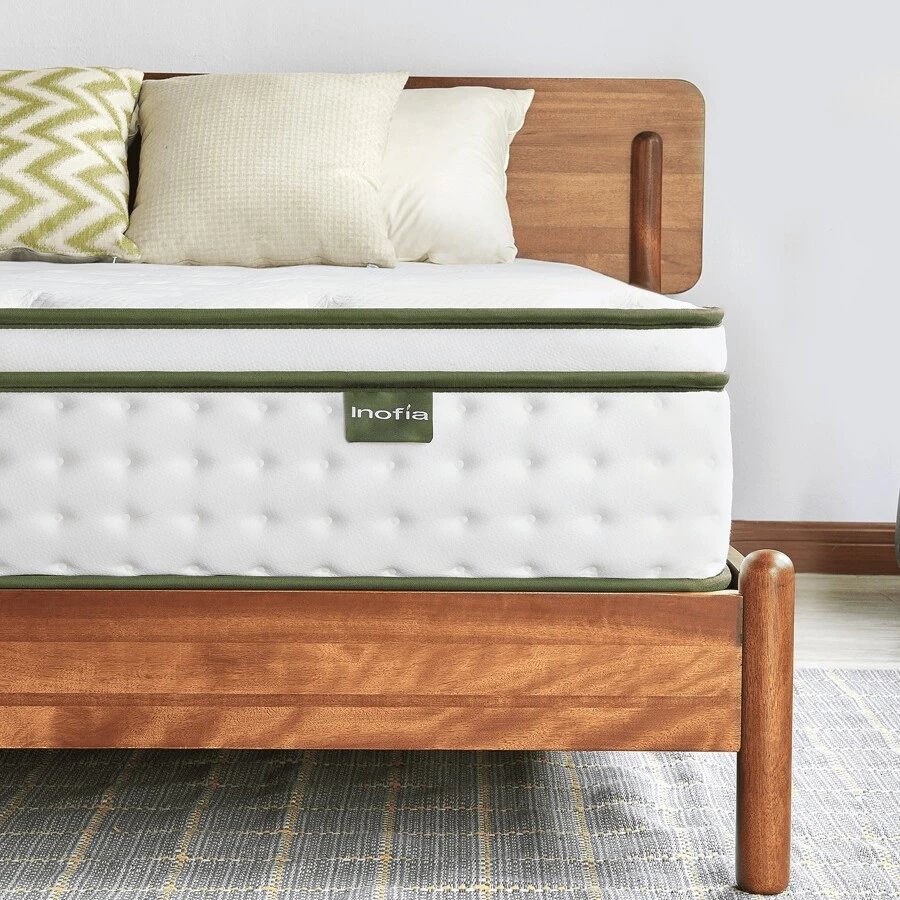 Inofia 25cm混合彈簧記憶海綿床墊,9個分區支撐床墊,提供高級壓力點緩解,希望系列 - 墨綠色 - 查看 1