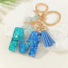 1入新款女士鑰匙扣,漸變藍色字母、水晶、閃粉、蝴蝶、流蘇吊飾,適用於情人節和聖誕紀念品或diy禮物 - 彩色 - 查看 6