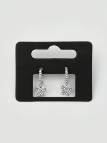 1pair Women's Exaggerated & Delicate Diamond Inlay Classic Decorative Earrings - Silver - View 2