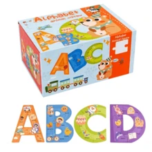 1入組木製字母和數字拼圖,abc視覺詞彙學習動物拼圖,玩具聖誕萬聖節感恩節生日禮物：動物拼圖：abc學習玩具 - 彩色 - 查看 5