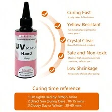 Uv樹脂清晰硬質400g透明uv固化紫外線固化樹脂,太陽能光活性樹脂,適用於diy樹脂首飾製作 - 400g - 查看 3