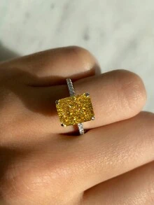 MOONSO 2023 New Design Luxury Ring For Women Wedding Engagement Finger Lady Gift Jewelry R7233 - Yellow - View 3