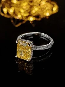 MOONSO 2023 New Design Luxury Ring For Women Wedding Engagement Finger Lady Gift Jewelry R7233 - Yellow - View 6