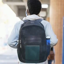 半透明背包,適用於學校、海灘、游泳、戶外運動、健身,重型網眼背包適用於兒童、成人、女孩、男孩（黑色）