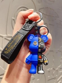 1pc Creative Cartoon Mechanical Bear Keychain/Elegant Keyring, Suitable For Bag/Car Decoration, Personalized Ins Style, 1pc Cute Cartoon Design, Screaming Bear Keychain Decor, Suitable For Women Daily Use, Keychain Pendant, School Supplies, Teacher Gift, Back To School Teacher Accessory - Blue - View 2