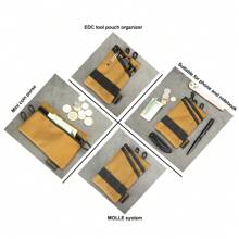 Card Coin Pouch, EDC Pocket Organizer, Mini Tool Pouch With 4 Pockets For Knife/Flashlight/Card-Men's Slim Pocket Organizer For Daily Carry - Brown - View 4