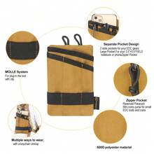 Card Coin Pouch, EDC Pocket Organizer, Mini Tool Pouch With 4 Pockets For Knife/Flashlight/Card-Men's Slim Pocket Organizer For Daily Carry - Brown - View 7