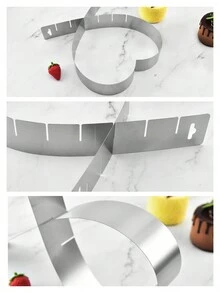 1pc Expandable Heart Shaped Cake Mold, Stainless Steel Baking Cookie Cutter, Love Shape Baking Tool - Stainless Steel Color - View 8