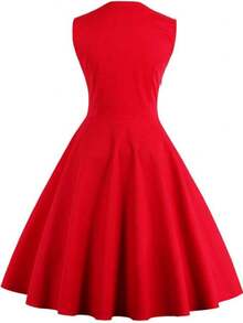 Women's Dress Sewing 50s Retro Vintage Style - Red - View 6